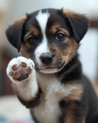 puppy showing his paw