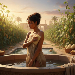 Woman Using an Egyptian Loofah Sponge: