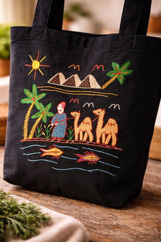 Hand Embroidered in Egypt Tote Bag