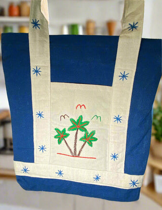 Blue Sinai Desert Theme Double Sided Tote Bag