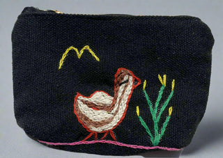 Black Coin/Change Pouch with a Goose