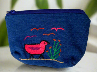 Blue Coin/Change Pouch with a Duck