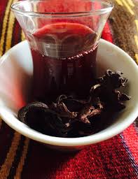 Egyptian Hibiscus Tea in a glass
