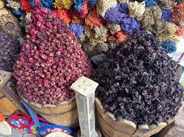Egyptian Hibiscus in baskets at a market in Egypt