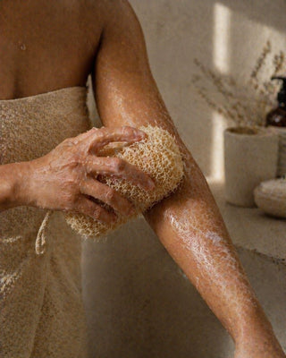 Egyptian Loofah Sponge being used in bathing