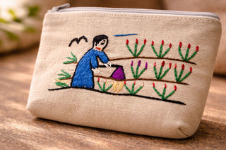 Egyptian hand-embroidered pouch Beige Male Farmer (Fallāḥ) Working Pouch