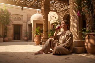 person in Egypt drinking hibiscus tea